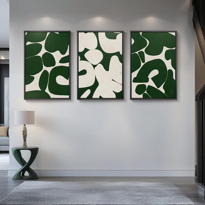 abstract green white canvas art 3