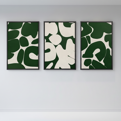 Abstract Green White Canvas Art 3
