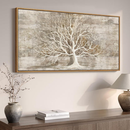 Abstract Neutral Tree Canvas Art