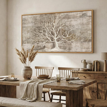 Abstract Neutral Tree Canvas Art