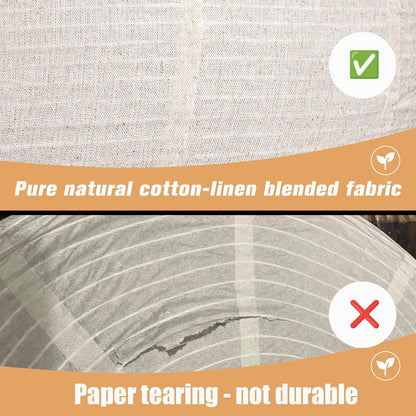 Textured fabric with a check mark indicating durability, and a cross indicating paper tearing.