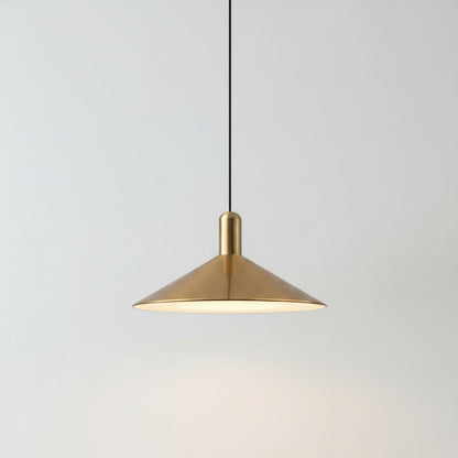 Gold pendant light on a white background