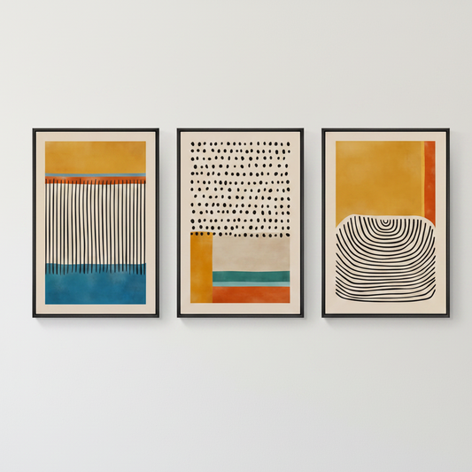 3PCS Colorful Framed Abstract Canvas Arts