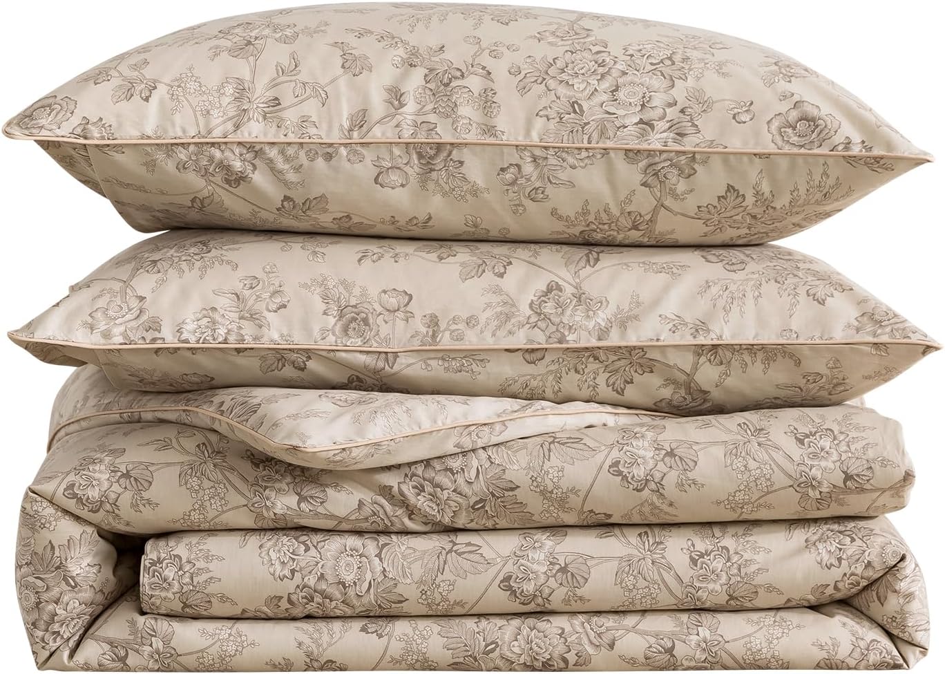 Beige Floral Duvet Cover Set