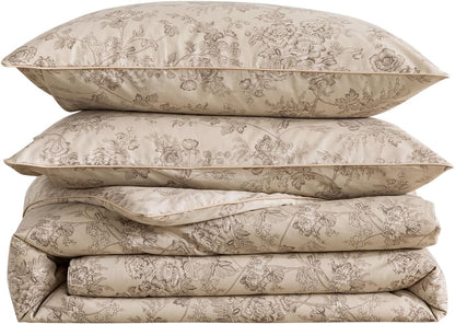 Beige Floral Duvet Cover Set