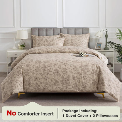 Beige Floral Duvet Cover Set