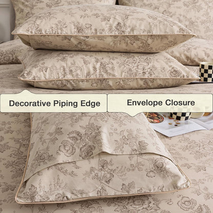Beige Floral Duvet Cover Set