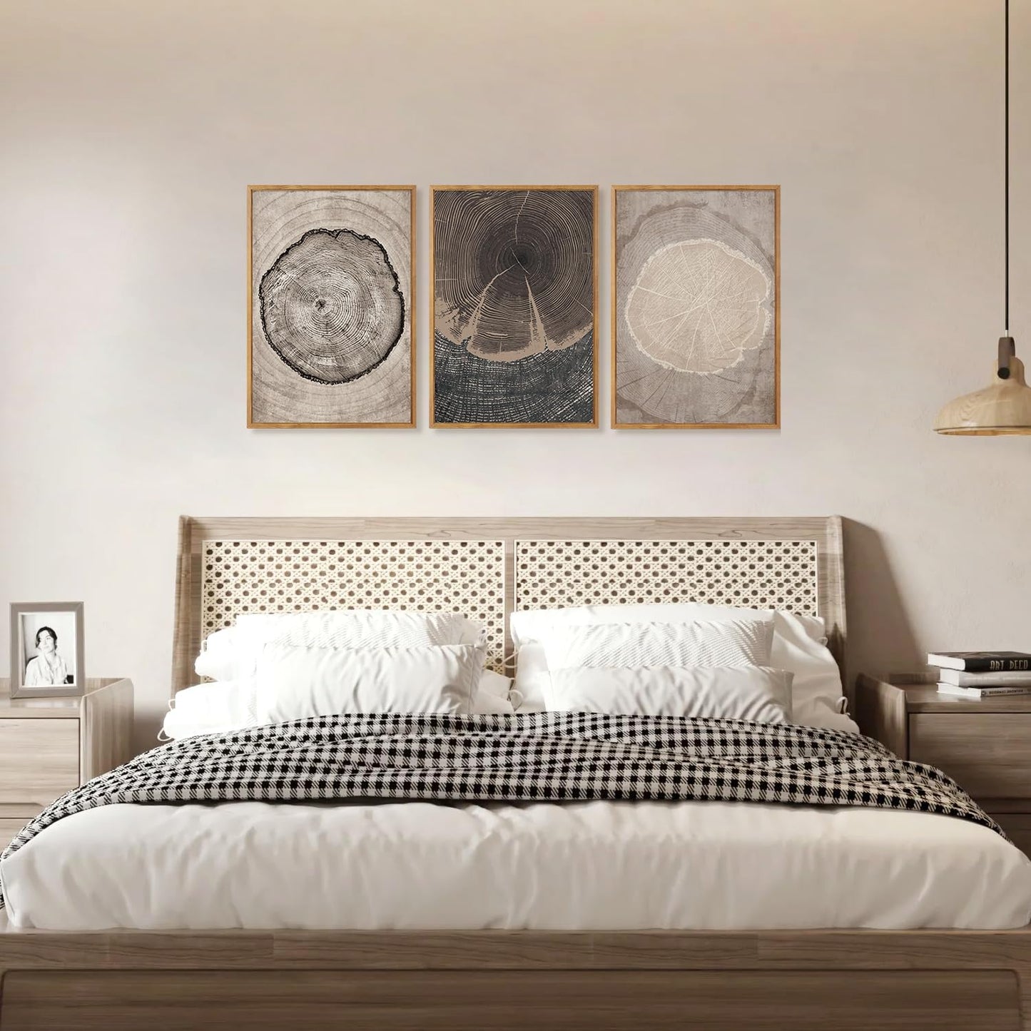 Beige Tree Ring Canvas Art