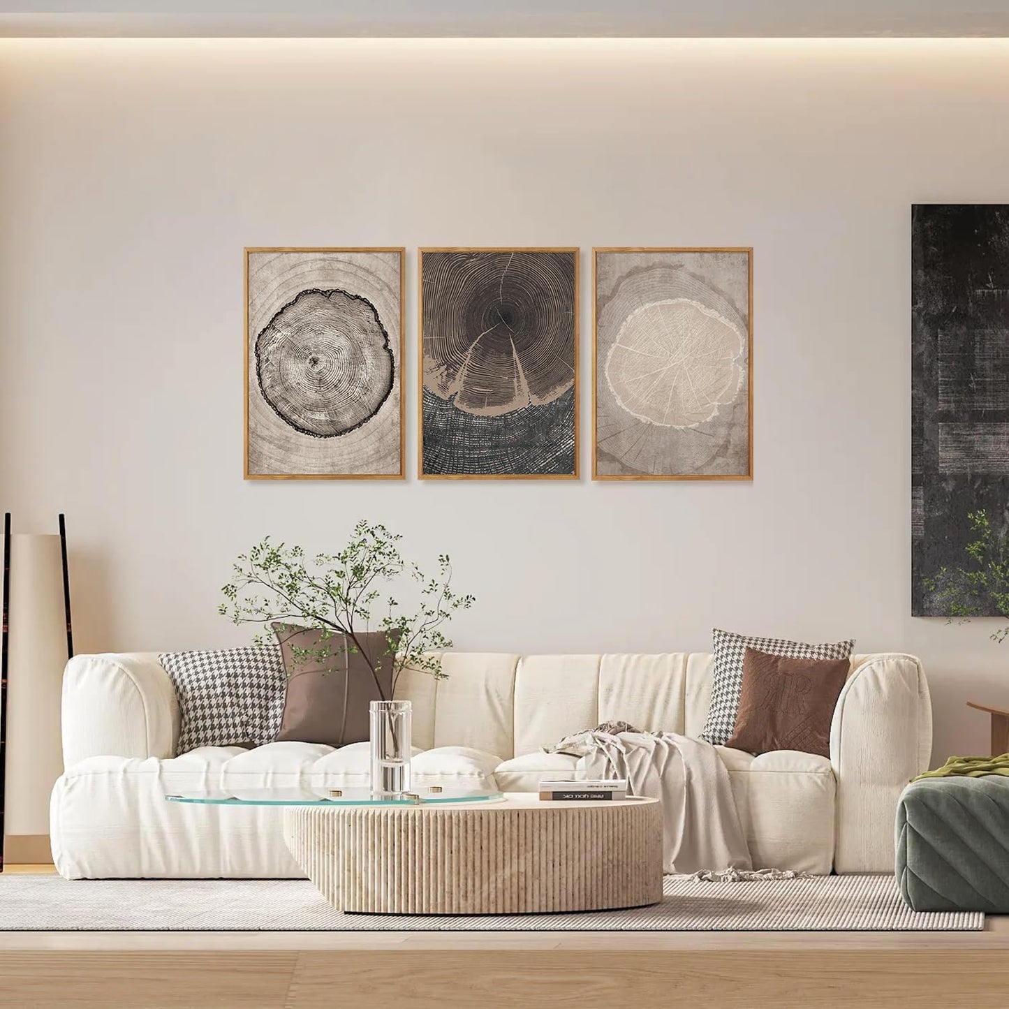 Beige Tree Ring Canvas Art