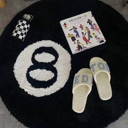 Black Round 8 Ball Rug