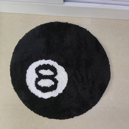 Black Round 8 Ball Rug