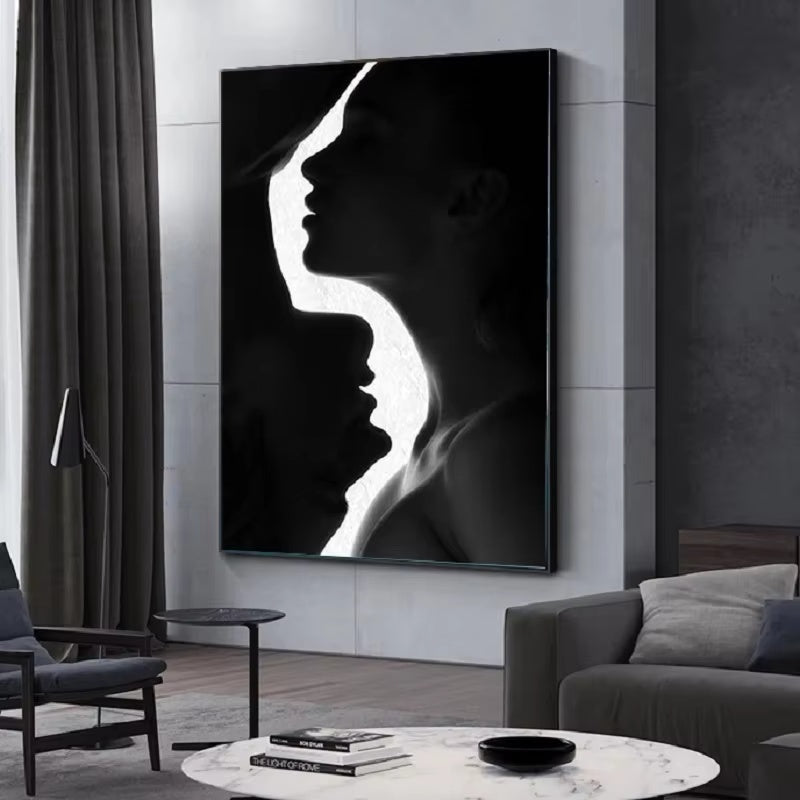 Black White Face Canvas Print Art