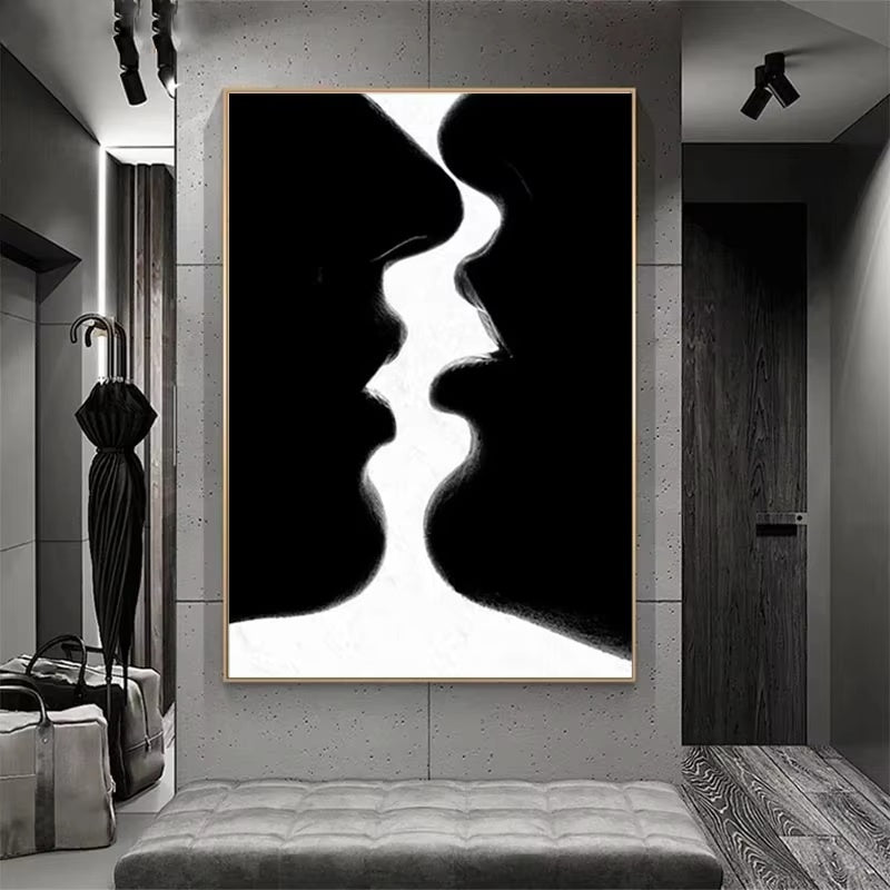 Black White Face Canvas Print Art