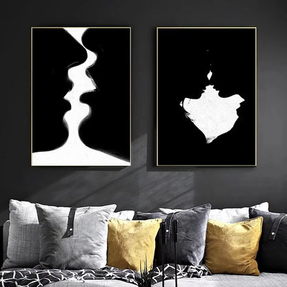 Black White Face Canvas Print Art