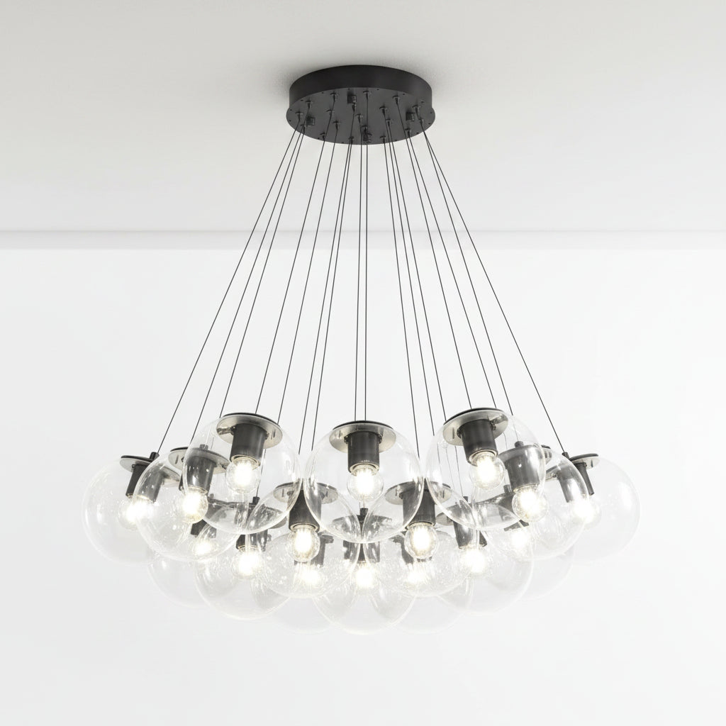 Black Glass Bubble Chandelier 1