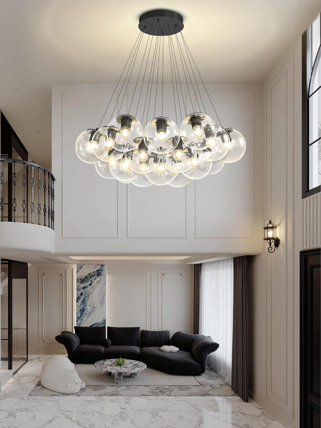 Black Glass Bubble Chandelier
