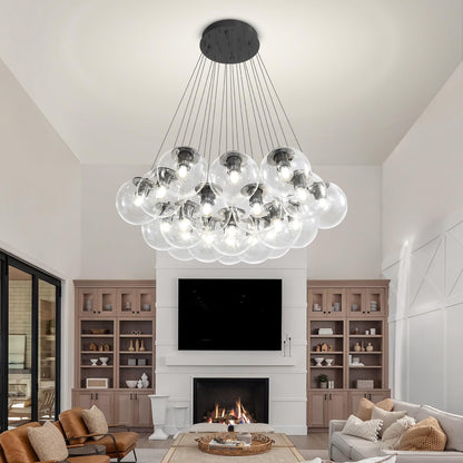 Black Glass Bubble Chandelier