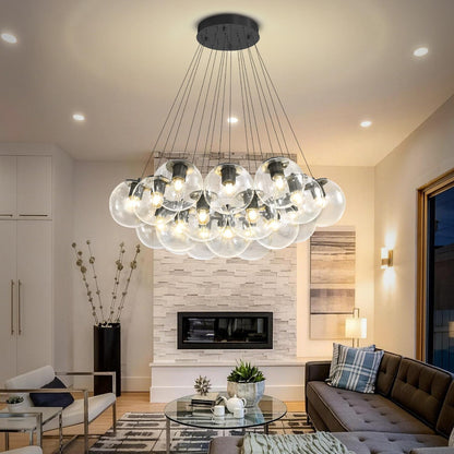 Black Glass Bubble Chandelier