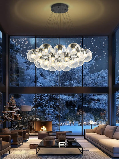 Black Glass Bubble Chandelier