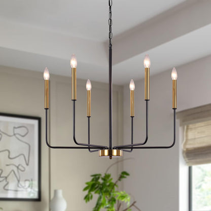 Modern chandelier with gold accents in a room setting