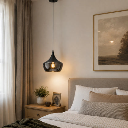 Black Smoked Glass Dome Pendant Light