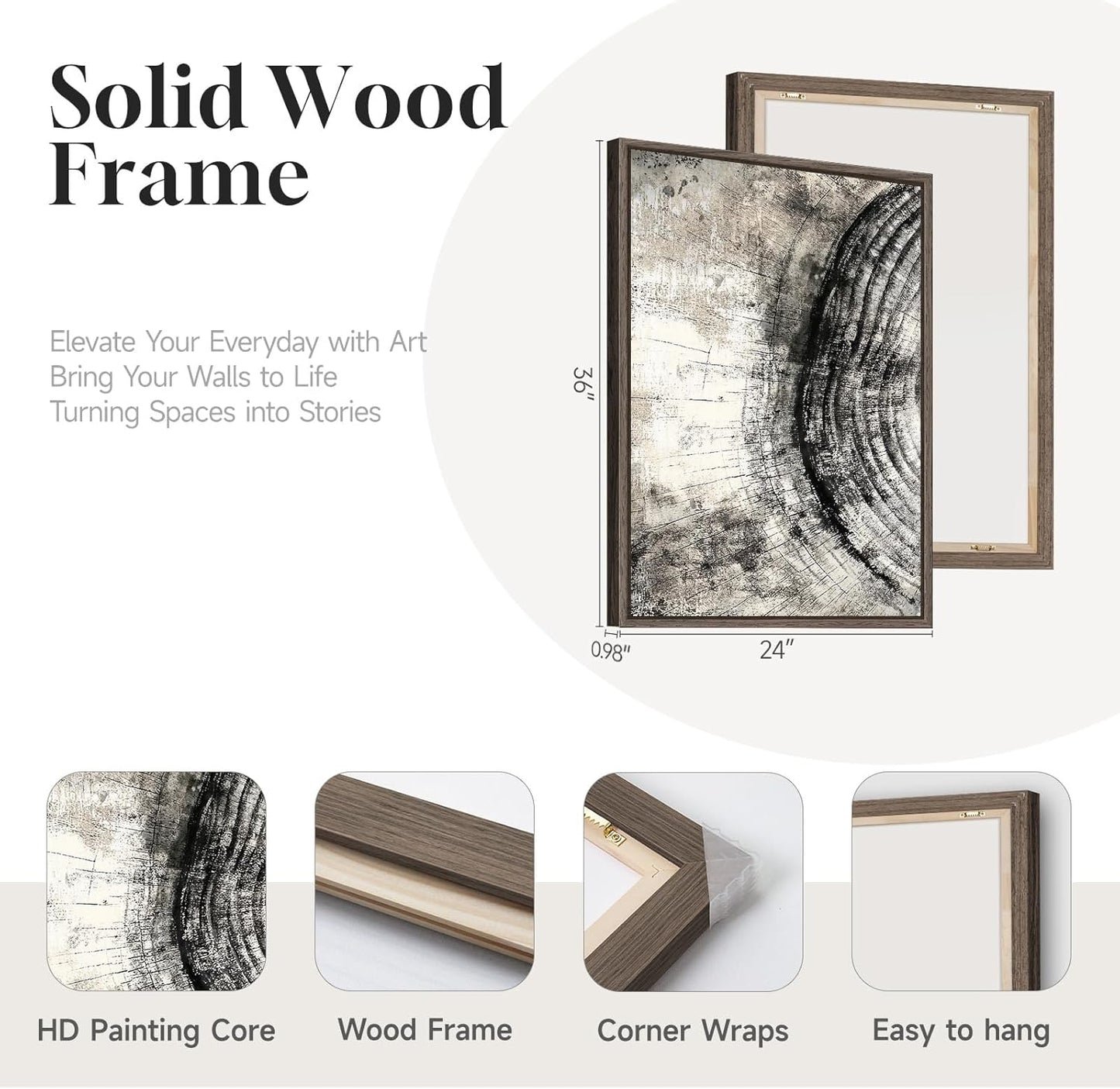 Black Wood Canvas Art