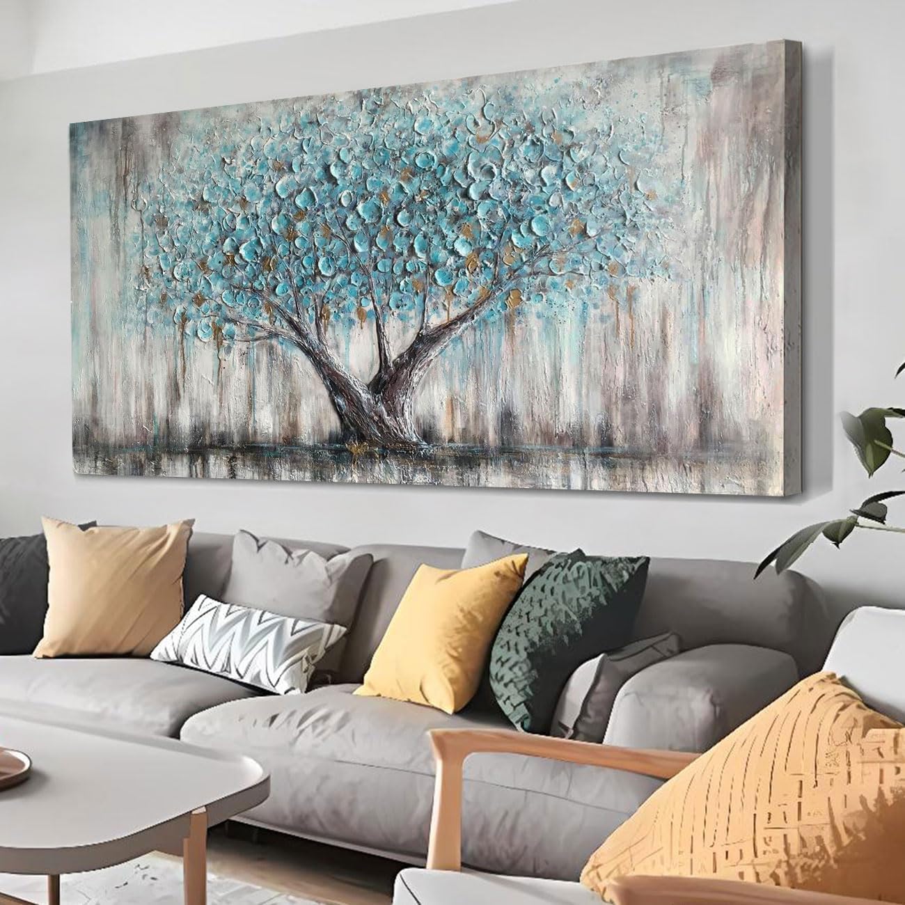 Blue Tree Textured Painting Decorstly