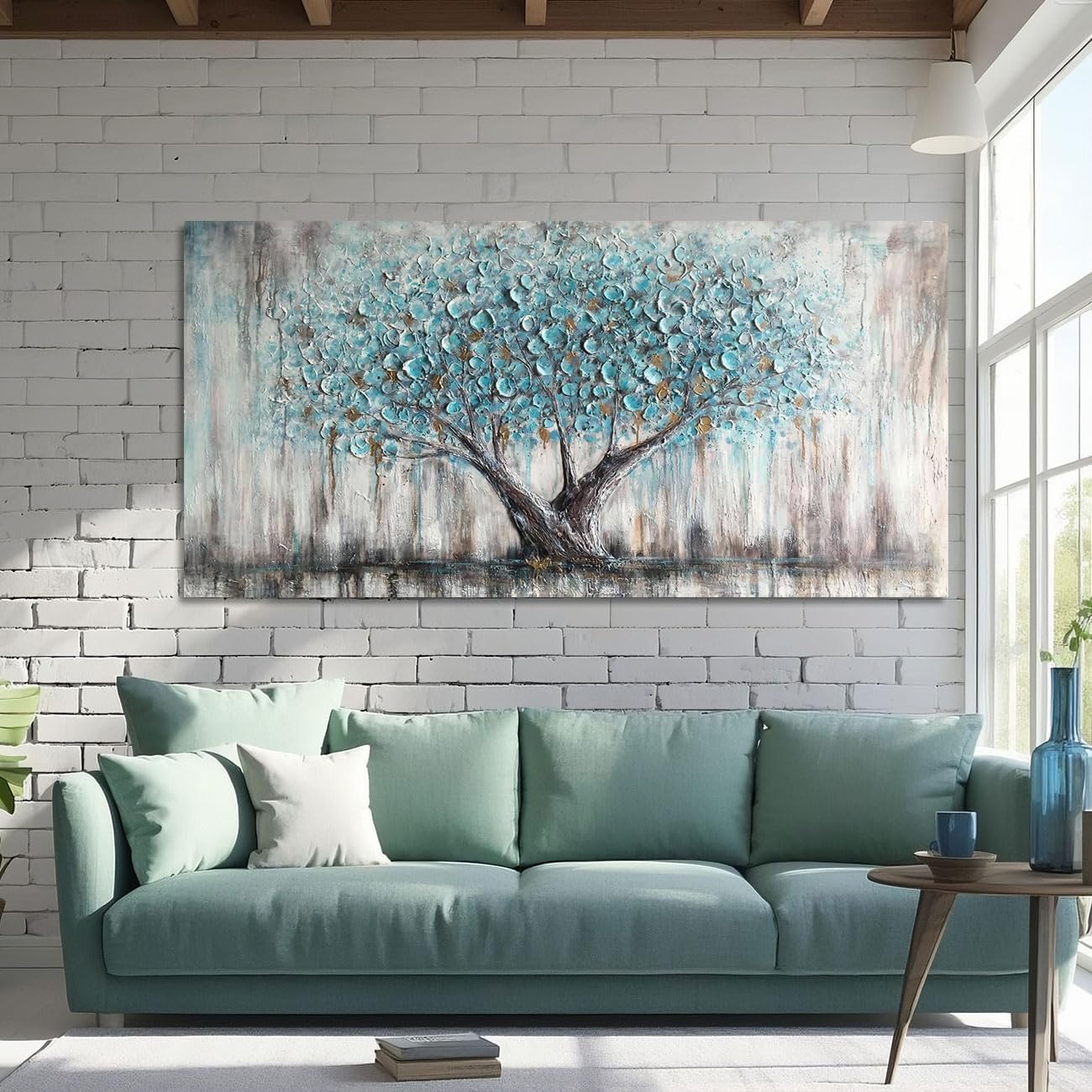 Blue Tree Textured Painting Decorstly