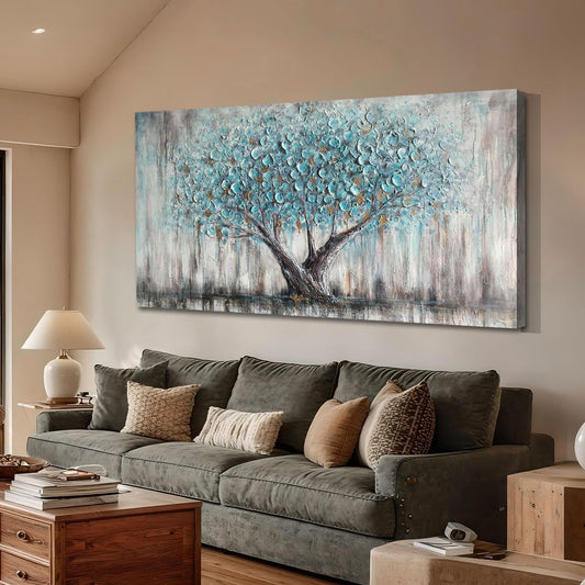 Blue Tree Textured Painting Decorstly