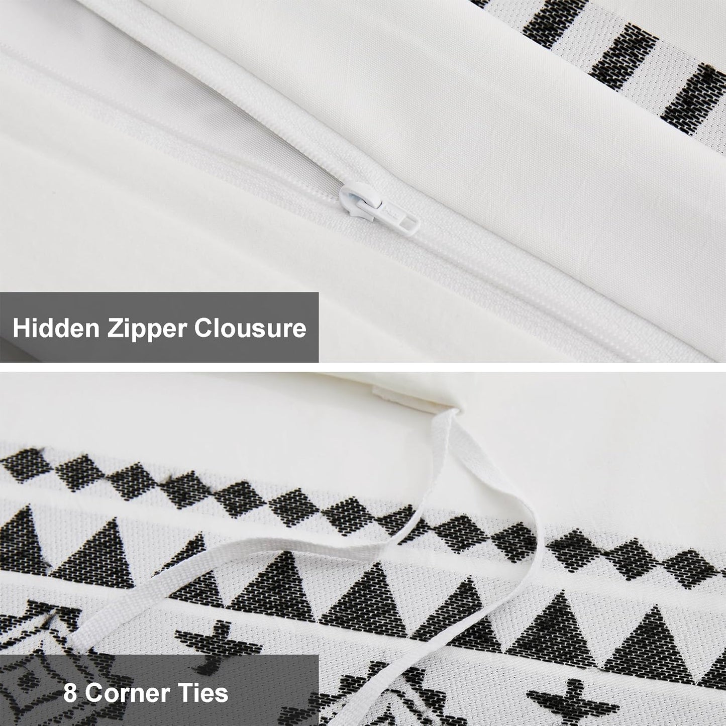 Boho White Black Duvet Cover Set