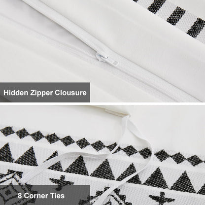 Boho White Black Duvet Cover Set
