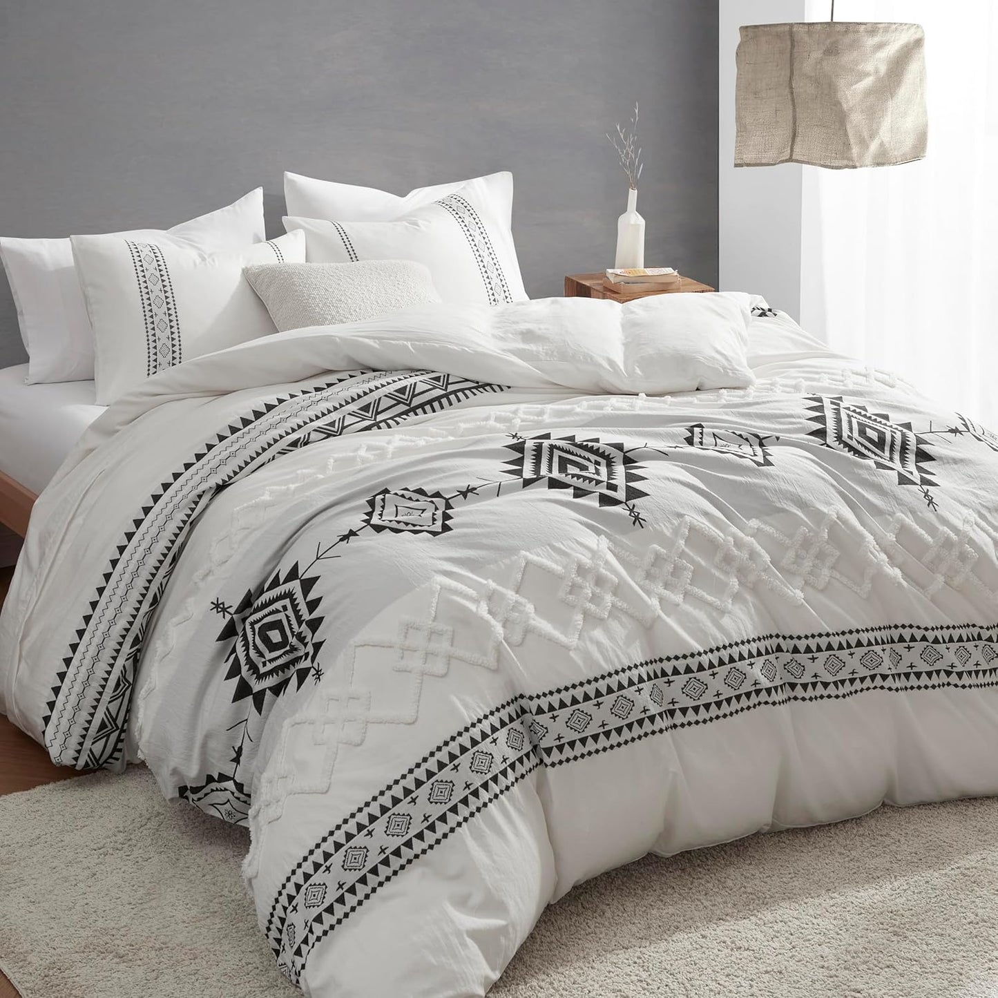 Boho White Black Duvet Cover Set