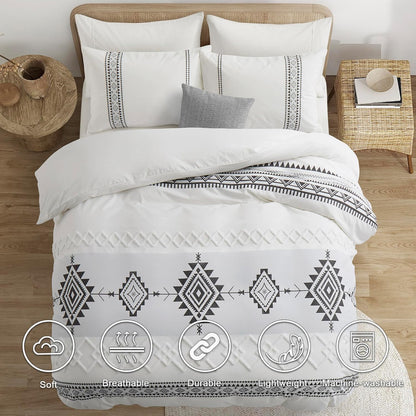Boho White Black Duvet Cover Set