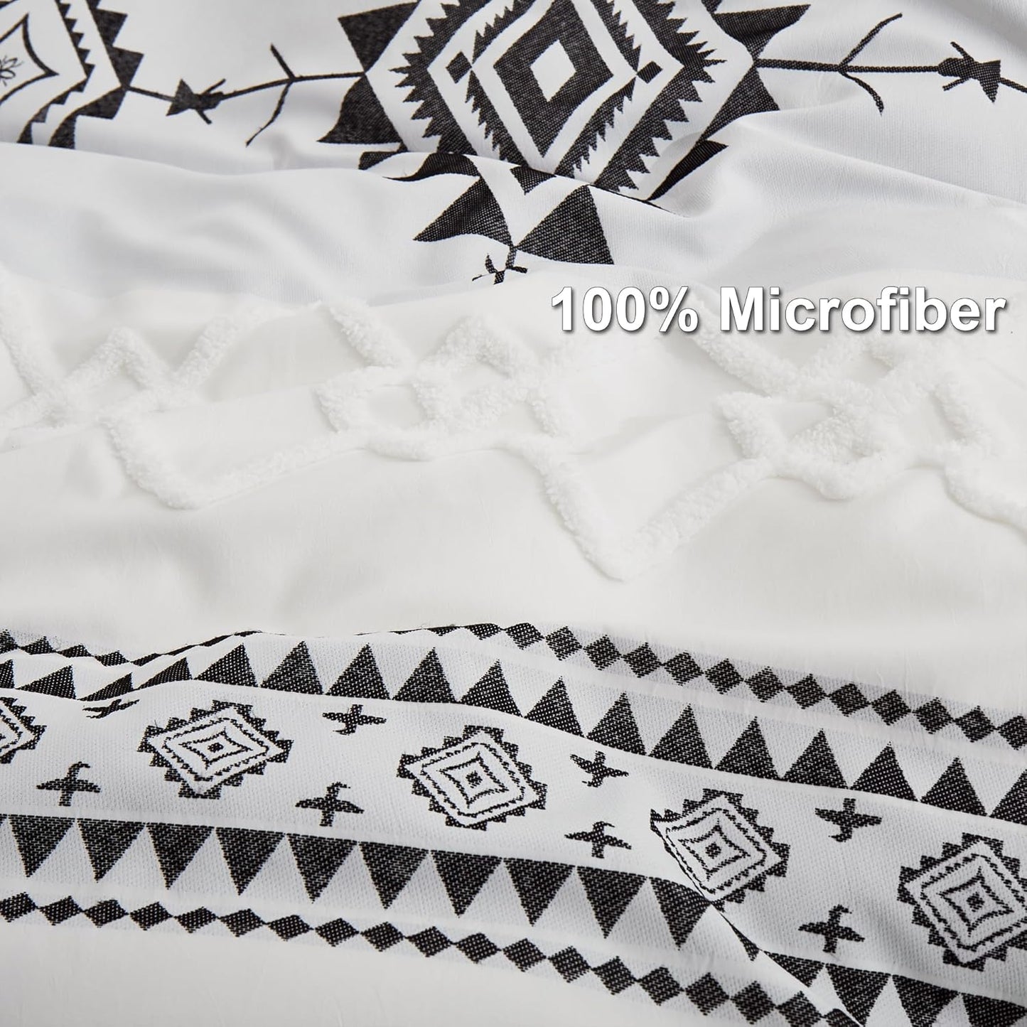 Boho White Black Duvet Cover Set