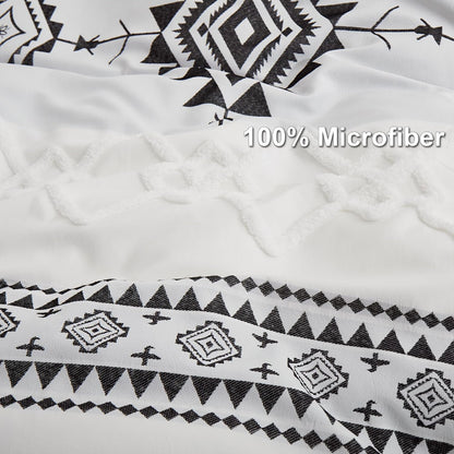 Boho White Black Duvet Cover Set