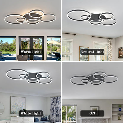 Ceiling light fixture with different light settings in a home setting