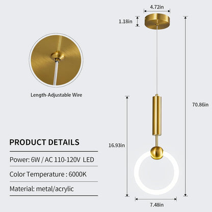 Circular Gold Pendant Light