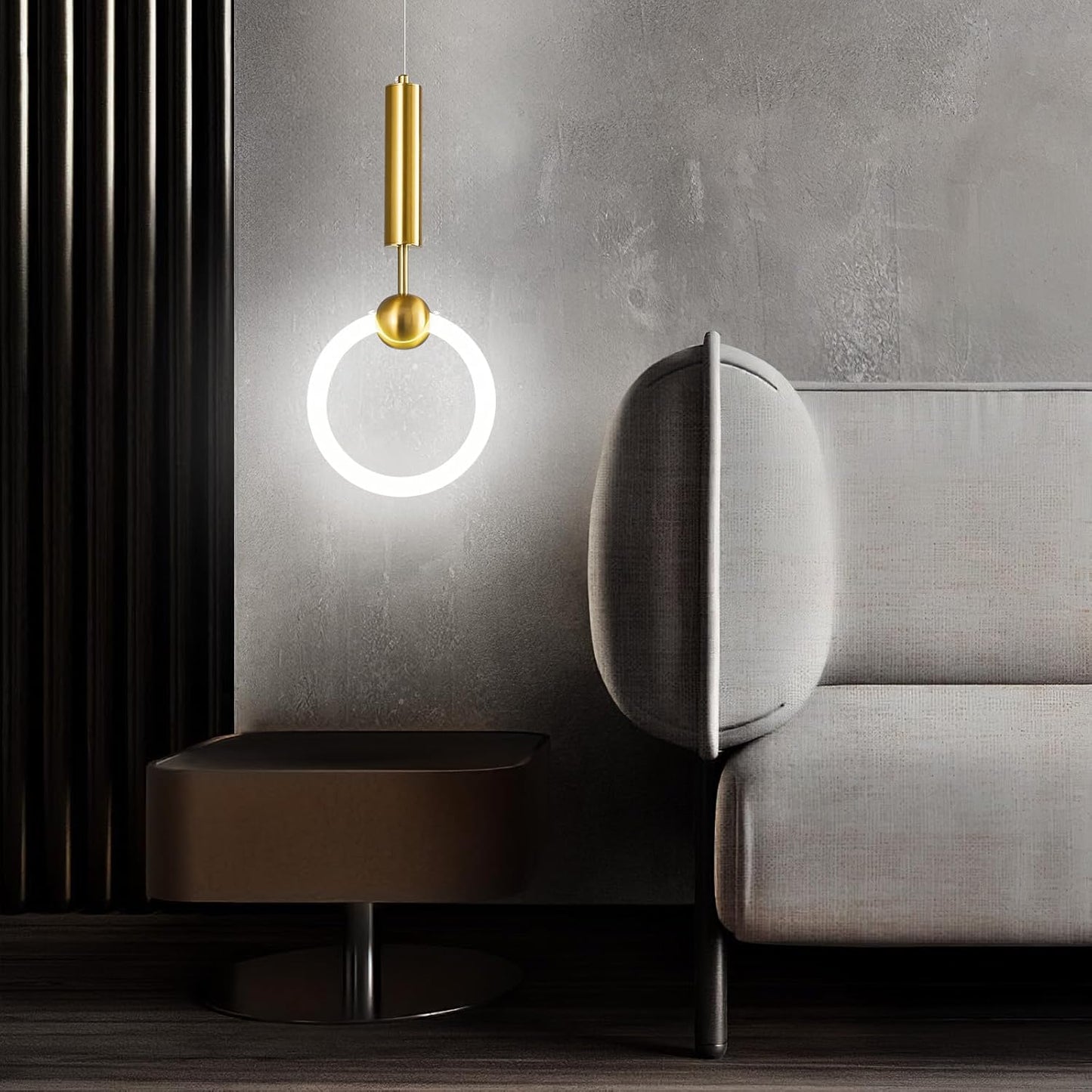 Circular Gold Pendant Light