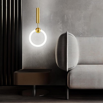Circular Gold Pendant Light