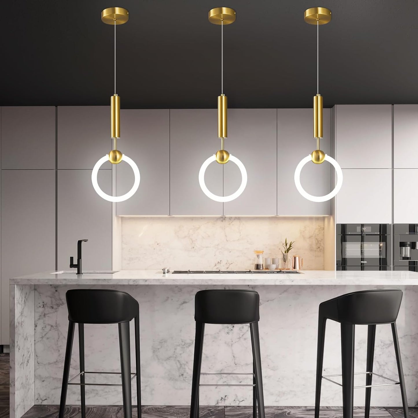 Circular Gold Pendant Light