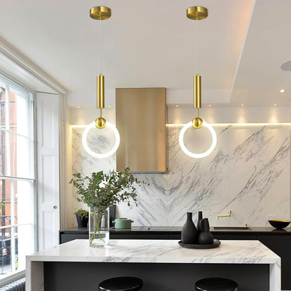 Circular Gold Pendant Light