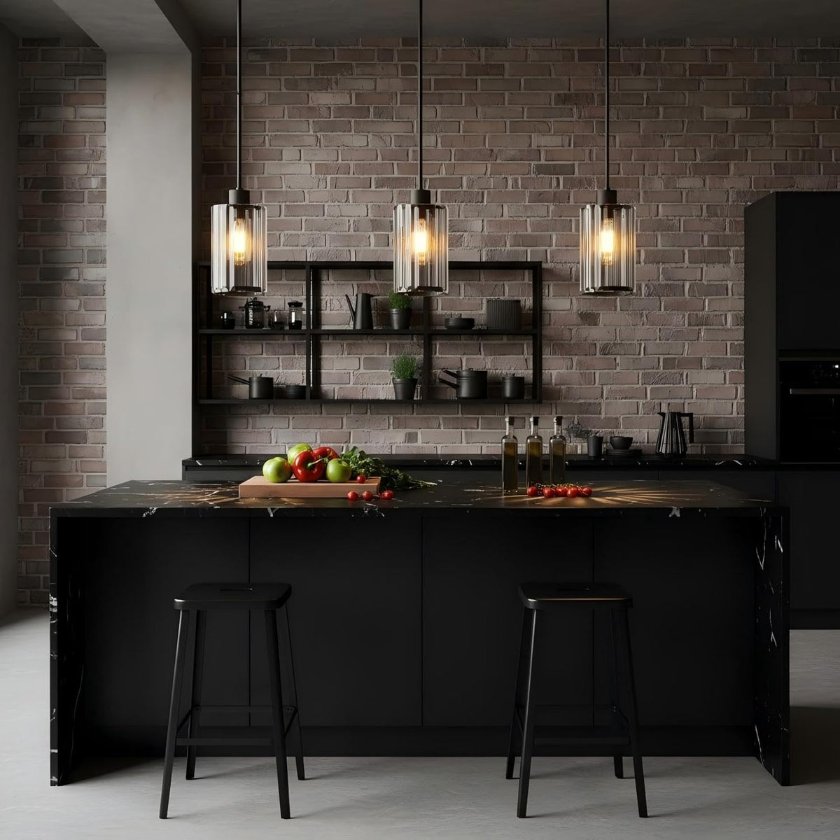 Clear Fluted Glass Pendant Light