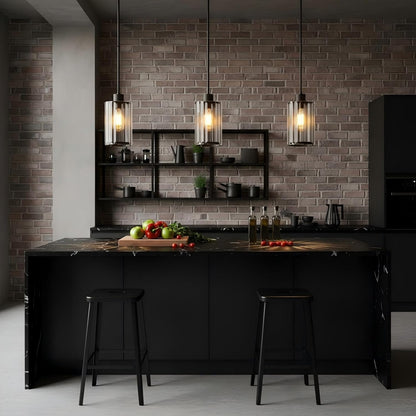 Clear Fluted Glass Pendant Light