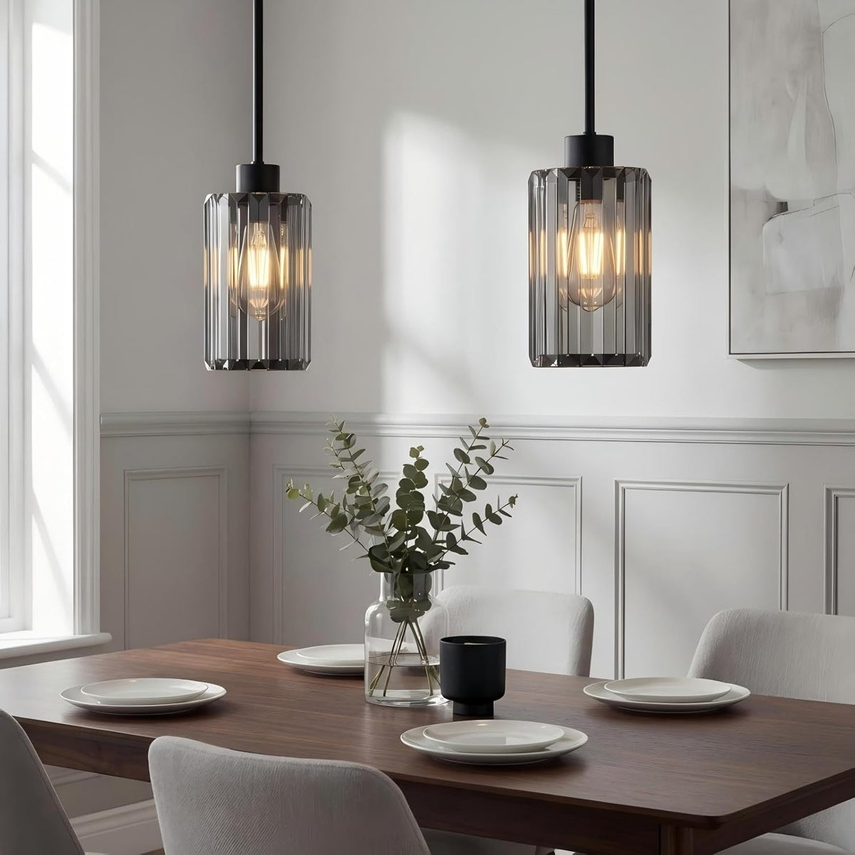 Clear Fluted Glass Pendant Light