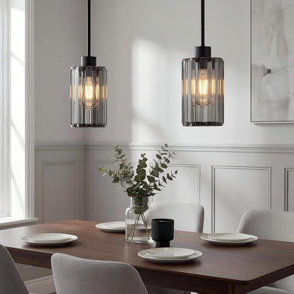 Clear Fluted Glass Pendant Light