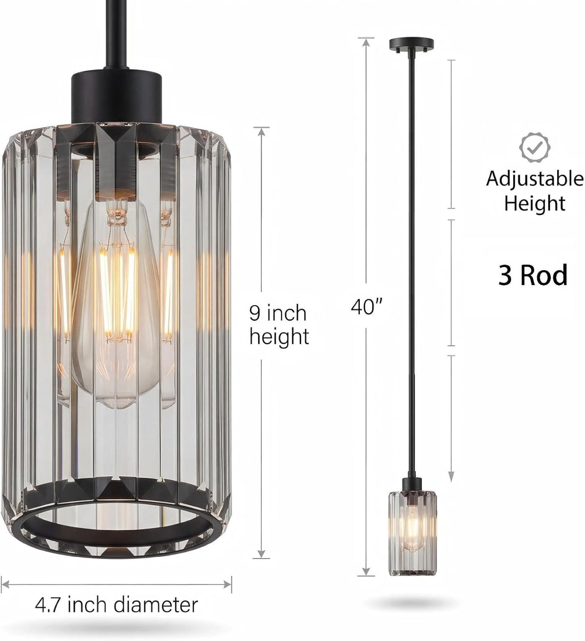 Clear Fluted Glass Pendant Light