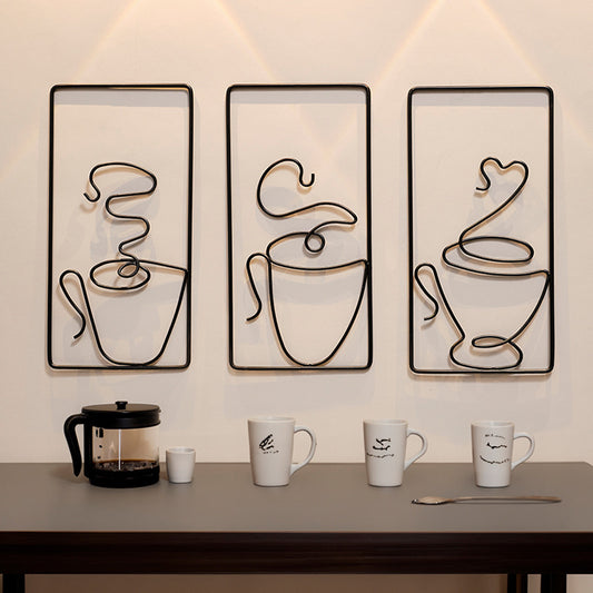 Coffee Cup Lines Metal Wall Art