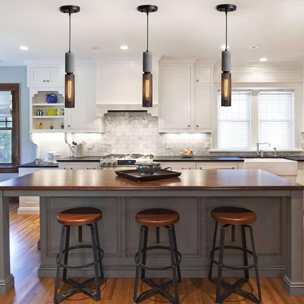 Concrete Linear Pendant Lights