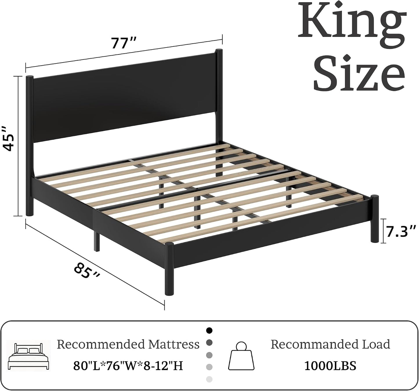 Country Rustic Wood Platform Bed Frame