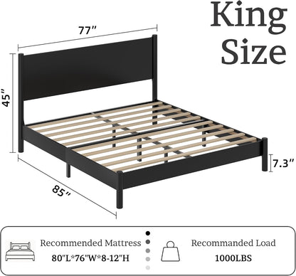 Country Rustic Wood Platform Bed Frame